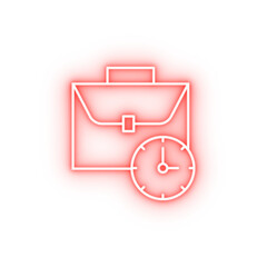 Poster - Bag business time clock neon icon