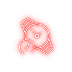 Poster - Wristwatch time clock neon icon