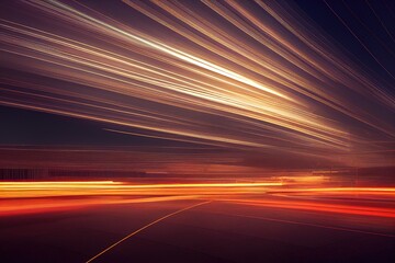 Poster - the light trails on the modern building background