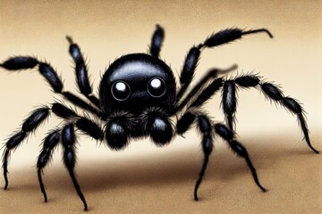 Cute black spider (Micro image)