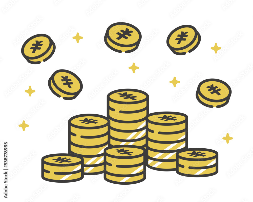 Image vectorielle Stock お金がたくさん貯まるイメージのベクターイラスト素材／コイン／お金持ち／お金儲け | Adobe  Stock