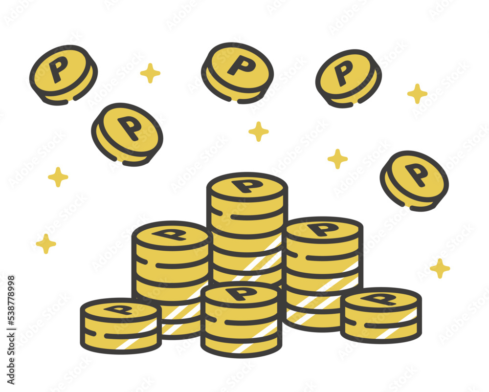 Image vectorielle Stock ポイントがたくさん貯まるイメージのベクターイラスト素材／コイン／ポイ活／アプリ／カード | Adobe  Stock