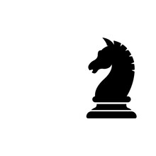 Black And White Chess Knight Horse Stallion Silhouette Icon Logo Design