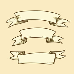 vintage blank ribbon banner hand drawing doodle