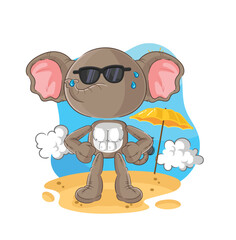 Wall Mural - elephant sunbathing in summer. character vector