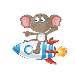 Poster - elephant ride a rocket cartoon mascot vector