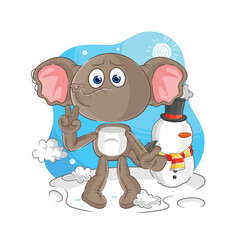 Canvas Print - elephant in cold winter character. cartoon mascot vector