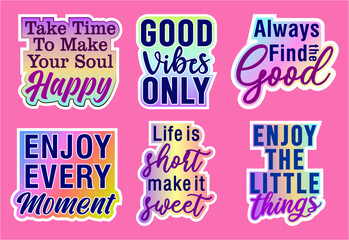 Wall Mural - Inspirational Stickers Design Set Graphic Vector 