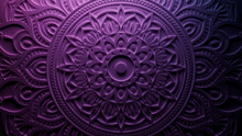 Purple Ornate Flower Wallpaper. Three-dimensional Diwali Celebration Concept. 3D Render.