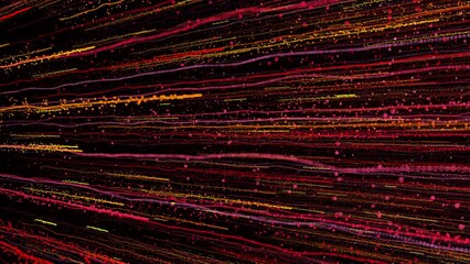 Bright multi-colored particles fill the space with jets of energy and light. Shiny colorful abstract background for bright festive decoration