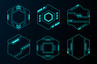 Hexagon futuristic frame hud. Abstract geometric shape vector design for digital technology.