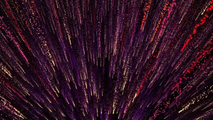 Bright multi-colored particles fill the space with jets of energy and light. Shiny colorful abstract background for bright festive decoration