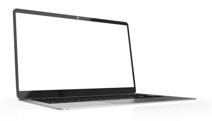 Poster - Modern laptop with empty screen on white background - 3D illustration