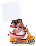 Fototapeta Pokój dzieciecy - Fun 3D cartoon illustration of a pig rocker