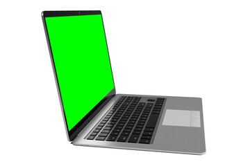 Canvas Print - Modern laptop with green screen isolated on transparent background - 3D illustration