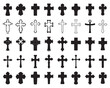Black silhouettes of different crosses on a white background	