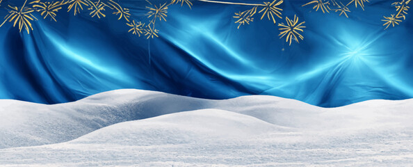 Wall Mural - blue banner with winter landscape and snow