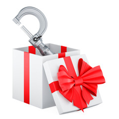 Poster - Micrometer inside gift box, gift concept. 3D rendering