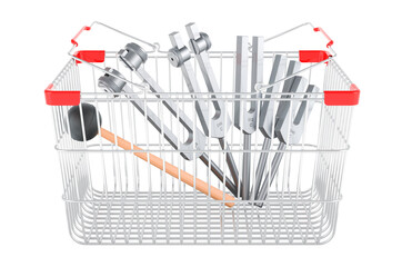 Poster - shopping basket with medical tuning forks, 3d rendering