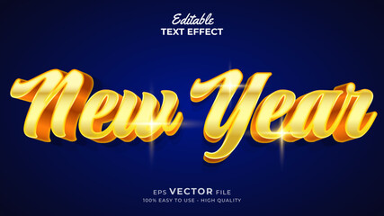 Editable text style effect - new year 3d text effects with gold style