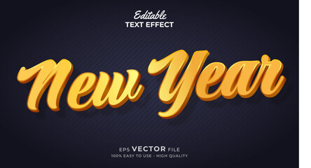 Editable text style effect - new year 3d text effects with gold style