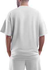 Sticker - Mockup of white oversize suit, t-shirt, shorts, on guy, clothes png