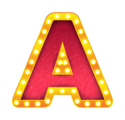 Sticker - a retro cinema light bulb sign alphabet