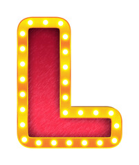 Sticker - l retro cinema light bulb sign alphabet