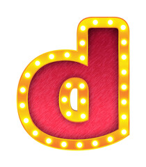 Sticker - d retro cinema light bulb sign alphabet