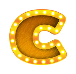 Sticker - c retro cinema light bulb sign alphabet