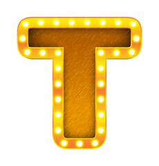 Sticker - t retro cinema light bulb sign alphabet