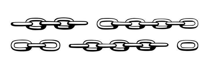 Poster - Chain as symbol of unity and cooperation. Sketch of metal chains. Vector illustration isolated in white background