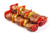 Roasted skewers, BBQ kebab, isolated on white background.