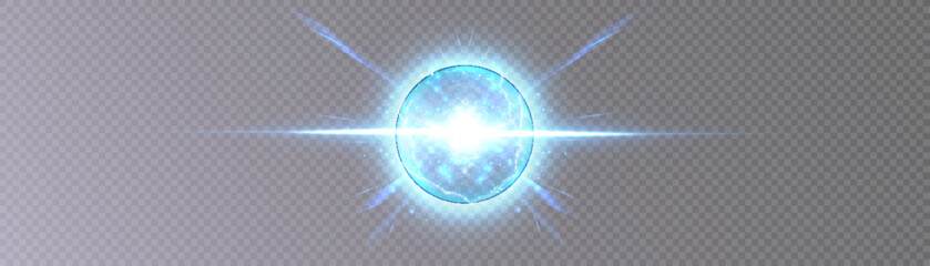 Aufkleber - Light ball in the flow of plasma energy, vector electric lightning and light flashes.