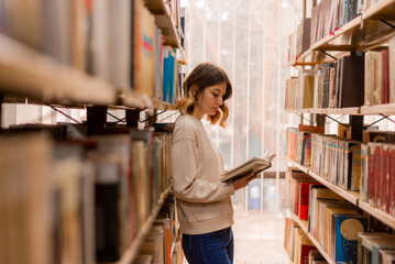 College girl reading