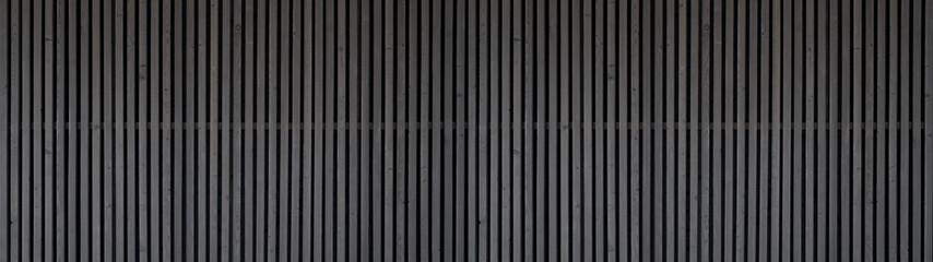 Poster - Wood background banner panorama- Gray grey acoustic panels, wooden boards panel pattern texture