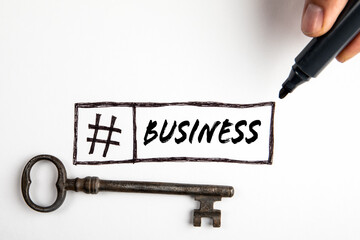 Wall Mural - Business Development Economic Solution  Concept. Text and key on a white background