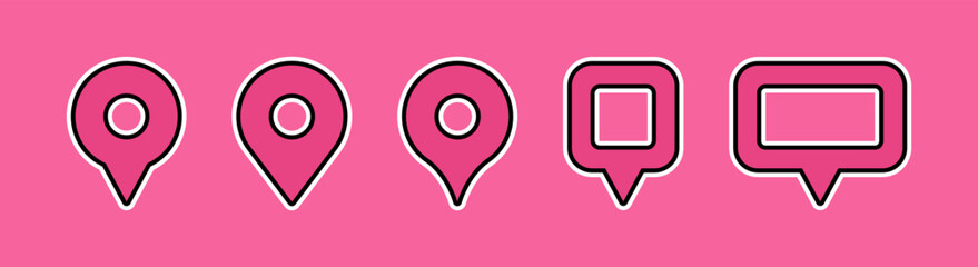 Poster - Set of sticker pin illustrations. Map location pointer. Navigation icon for web, banner, logo or badge.