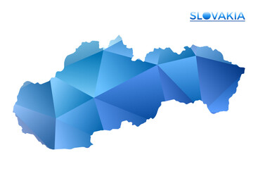 Vector polygonal Slovakia map. Vibrant geometric country in low poly style. Vibrant illustration for your infographics. Technology, internet, network concept.
