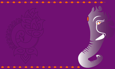 Deepavali Day Background with Silhouette of Elephant, Peacock and Copy Space Area. Suitable to place on content with that theme.