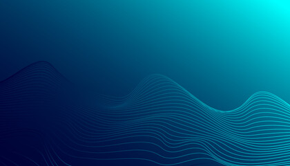 Poster - Abstract blue background with wavy lines for banner design template. Vector, 2022-2023