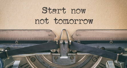 Wall Mural -  Vintage typewriter - Start now not tomorrow