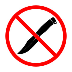 Poster - Knife ban sign. Knife forbidden. Dangerous weapon. Red prohibition sign. Vector illustration