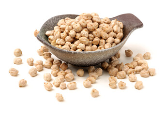 Poster - Chickpeas in a pile isolated on a white background