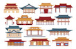 Chinese traditional buildings. Asian traditional buildings, pagoda gate, temple and palace heritage