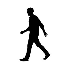 Vector Silhouette Of People Walking  Black Color Isolated On White Background
