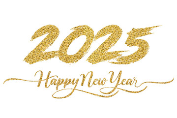 Wall Mural - 2025 Happy New Year in golden design, Holiday greeting card design.