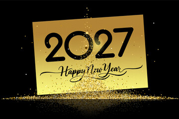 Wall Mural - 2027 Happy New Year in golden design, Holiday greeting card design.