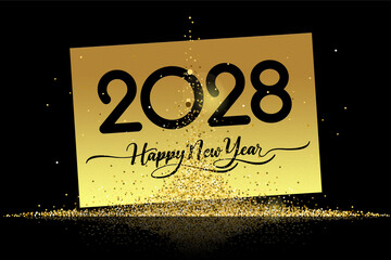 Wall Mural - 2028 Happy New Year in golden design, Holiday greeting card design.