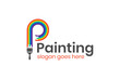 © Agung - painting color splash logo design. with letter P Brush colorful paint stroke logo template. Abstract paint for Paint shop logo, Art shop, Print service logotype